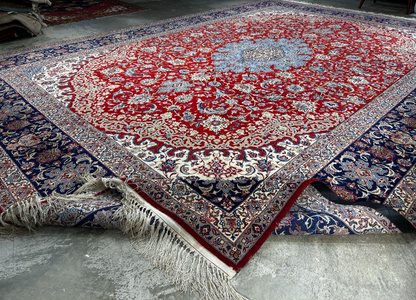 8'10"x12'4" Extra Fine Hand-Knotted Wool & Silk Isfahane Zolfaghari Rug