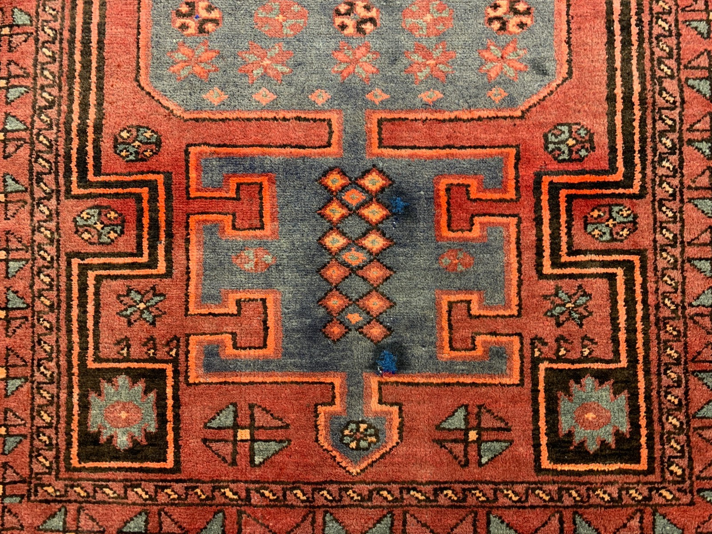 4'2" x 6'5" Antique Hand-Knotted 100% Wool Pile Hamadane Area Rug