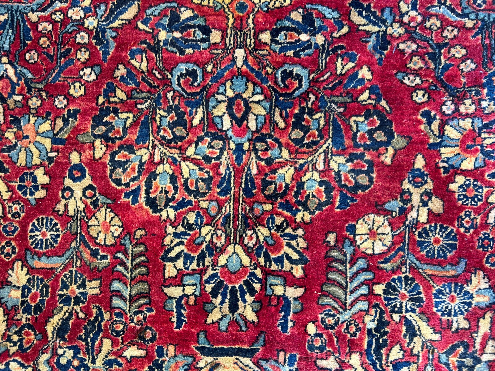 9'3"x12'7" Antique Fine Lamb Wool Sarouke Rug Hand-knotted Carpet