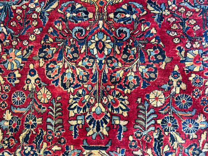 9'3"x12'7" Antique Fine Lamb Wool Sarouke Rug Hand-knotted Carpet