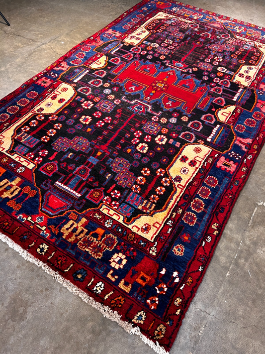 5'0" x 8'9" Hand-Knotted 100% Lamb Wool Pile Nahavande Area Rug - Carpet