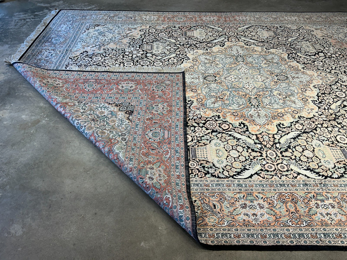 9'x12'6" Hand-Knotted 100%  Kashmiri Silk Pile Area Rug
