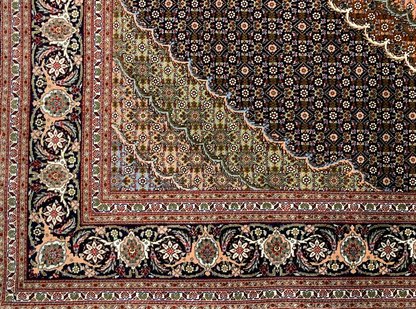 5'x6'7" Fine Hand-Knotted Wool & Silk Blend Tabrize Mahi Carpet - Area Rug