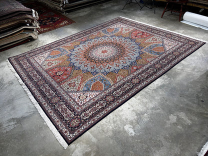 8'3"x10'5" Very Fine Hand-Knotted Wool & Silk Tabrize Rug