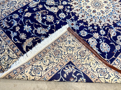 6'5"x10'1" Fine Hand-Knotted Wool & Silk Naine Rug - Area Carpet