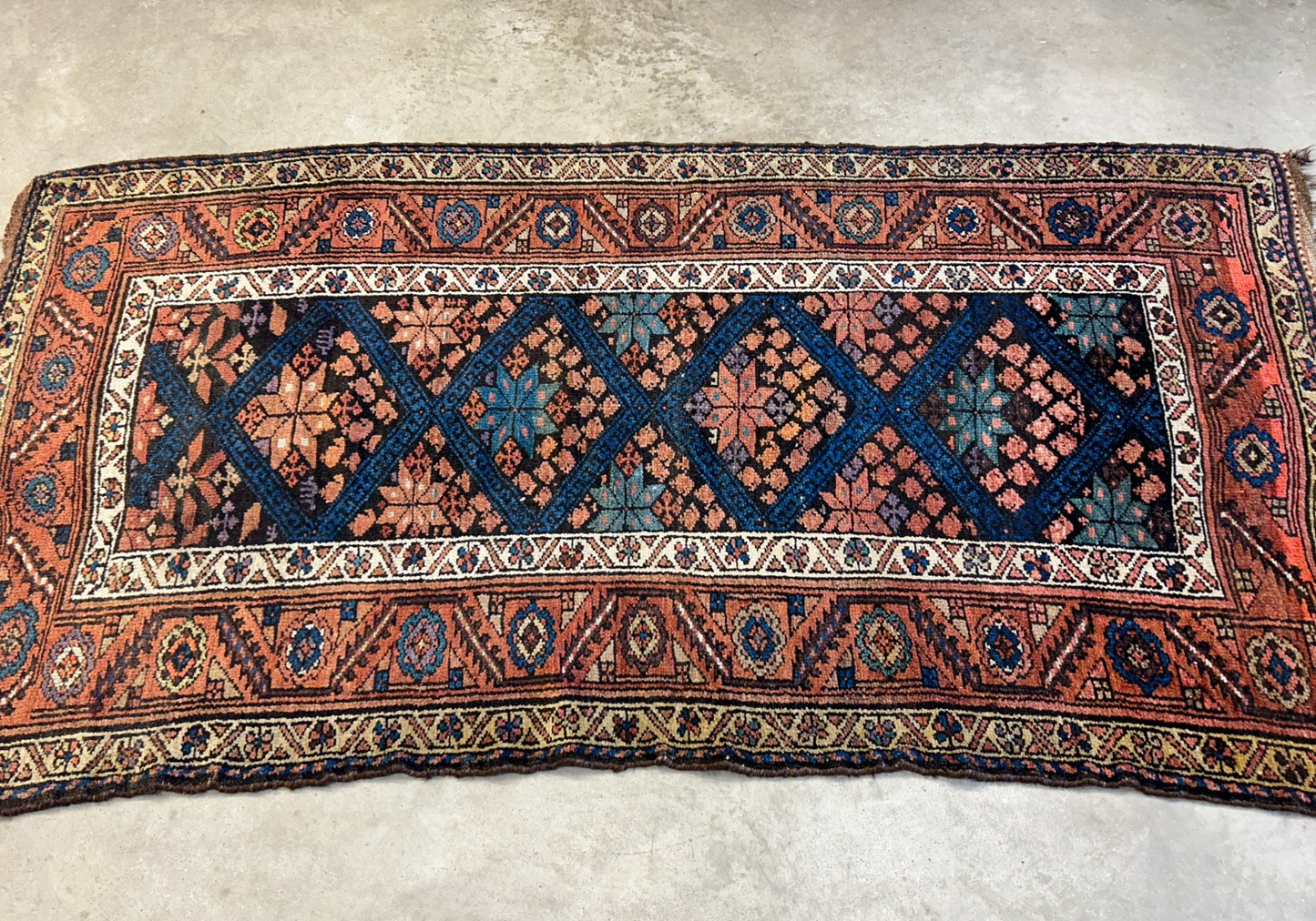 3'4"x6'6" Antique Hand-Knotted 100% Wool Pile Kordish Area Rug - Carpet