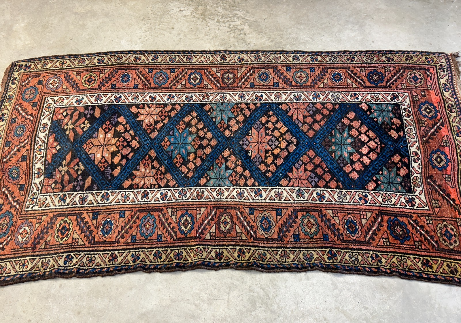 3'4"x6'6" Antique Hand-Knotted 100% Wool Pile Kordish Area Rug - Carpet