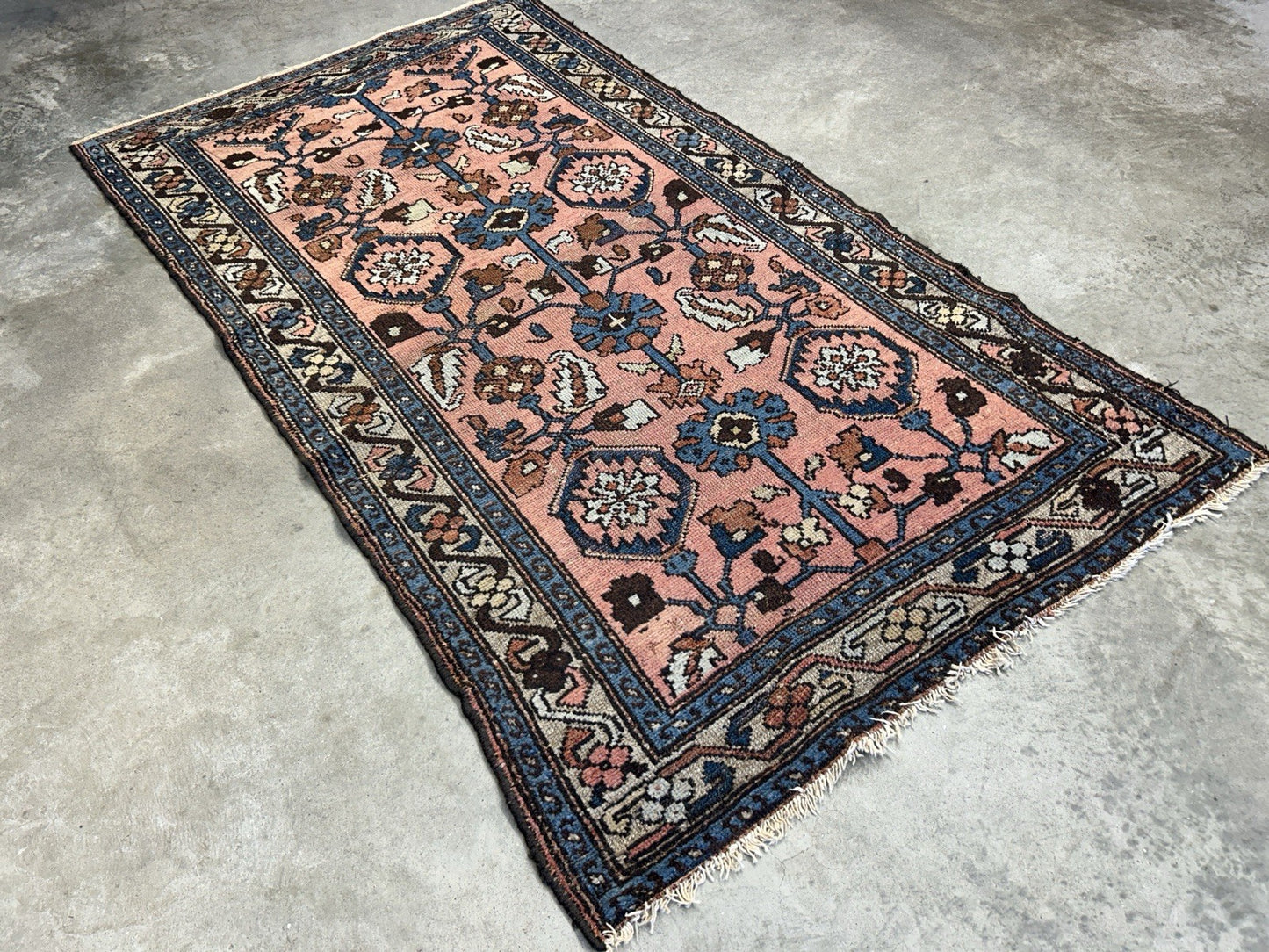 3’3”x6’ Antique Hand-Knotted 100% Wool Pile Hamadane Area Rug - Carpet