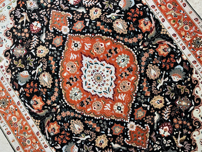 5'x6'7" Very Fine Hand-Knotted Wool & Silk Blend Tabrize Carpet - Area Rug