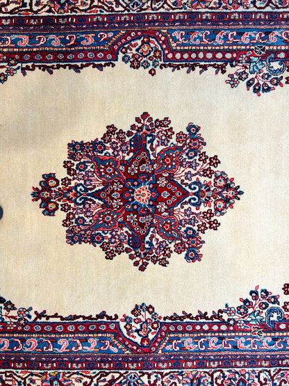 6'3"x9'5" Hand-Knotted 100% Wool Pile Sarouke Carpet - Area Rug