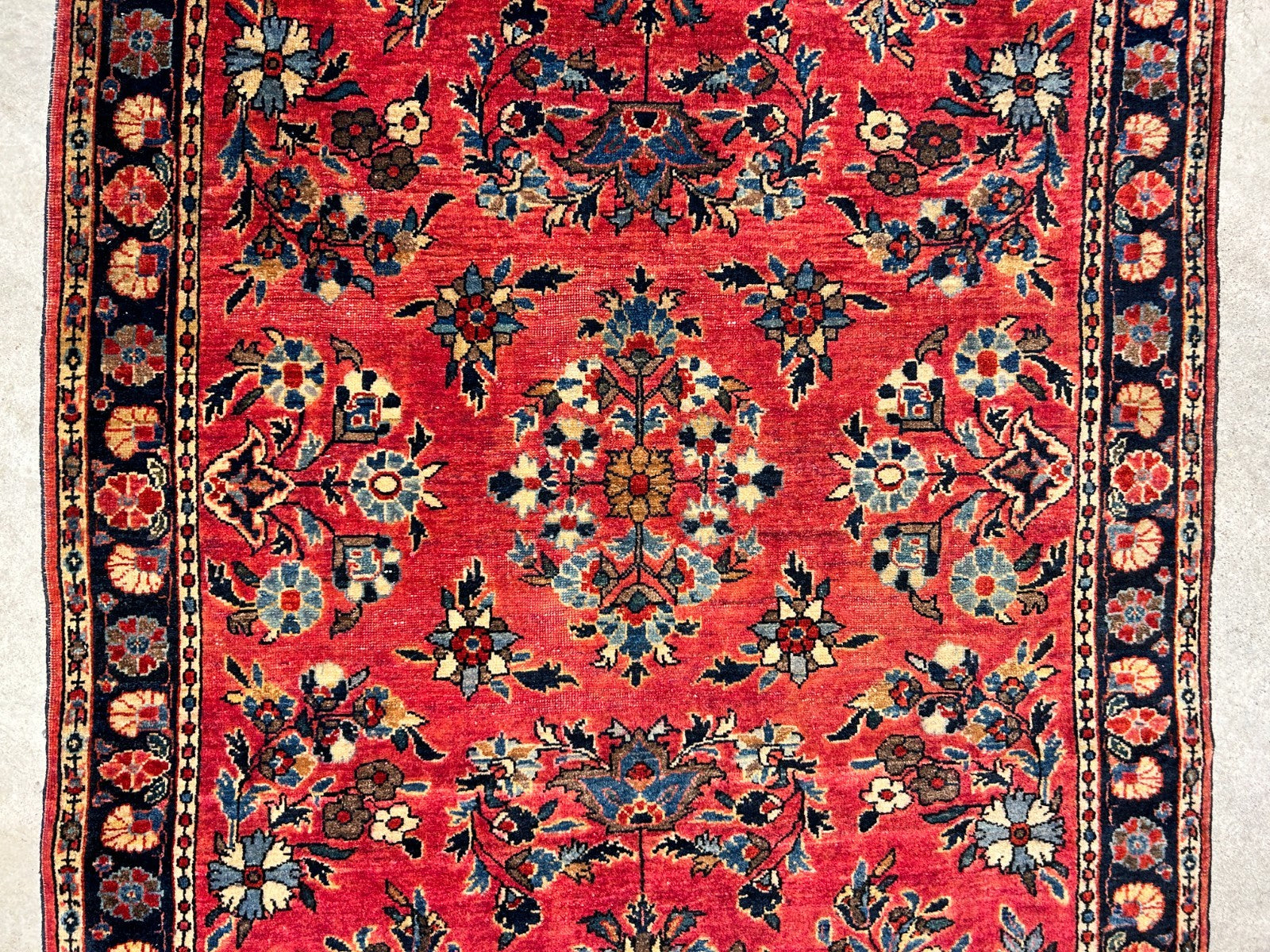 3'4"x4'10" Antique Hand-Knotted 100% Wool Pile Sarouke Mohajeran Rug