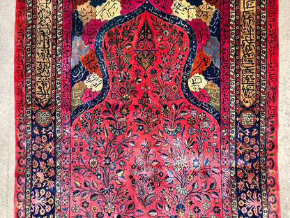 4'1"x6'10" Collector Antique Extra Fine Hand-Knotted 100% Wool Kashane Rug