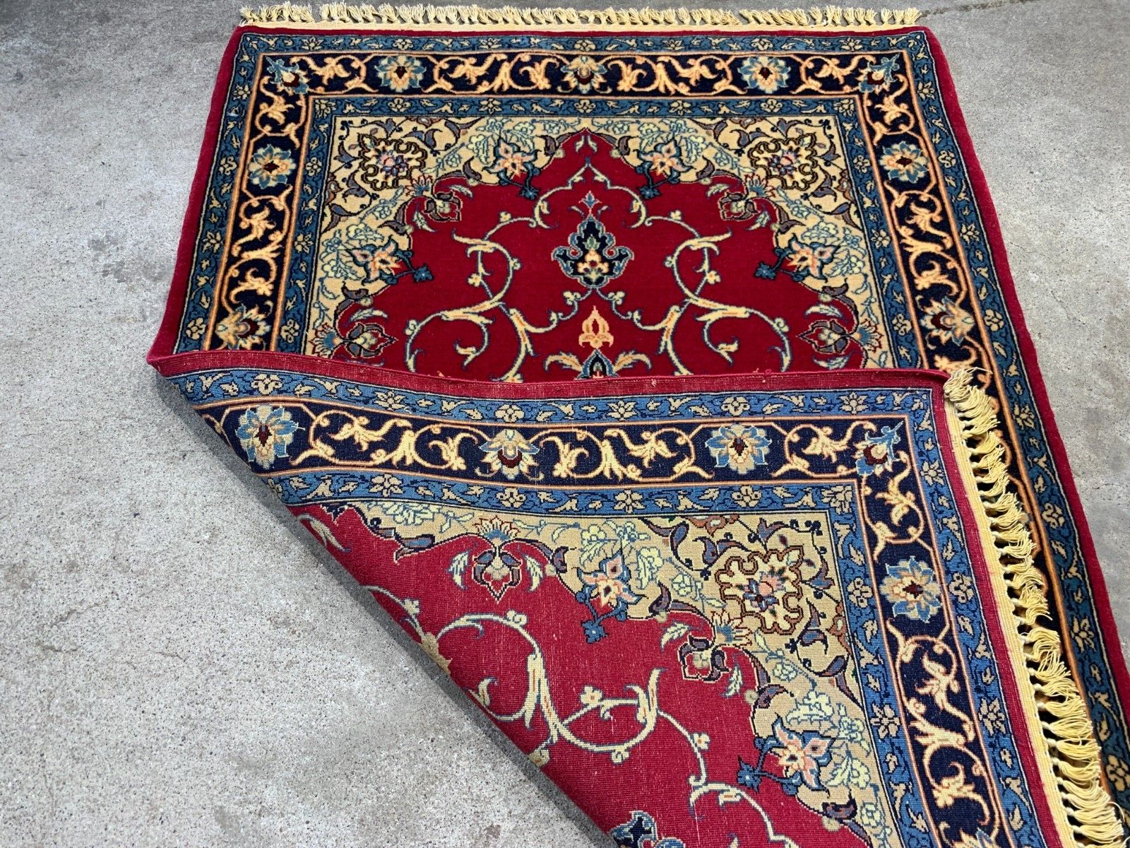 2'4"x3'5" Very Fine Hand-Knotted Wool & Silk Blend Isfahane Carpet - Area Rug