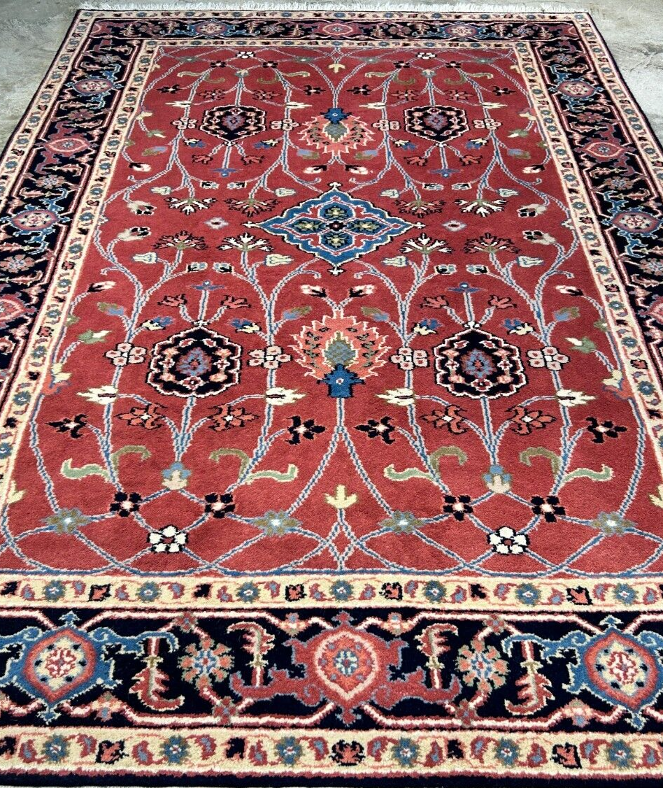 6'x9' Hand-Knotted 100% Wool Pile Indo-Serapi Carpet - Area Rug