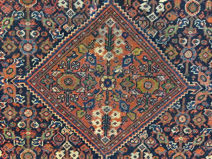 4'4"x6'6" Antique Hand-Knotted 100% Wool Pile Sennehe Area Rug - Carpet
