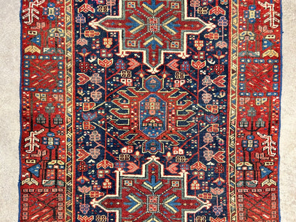 3'x4'6" Antique Hand-Knotted 100% Wool Pile Karaja Rug