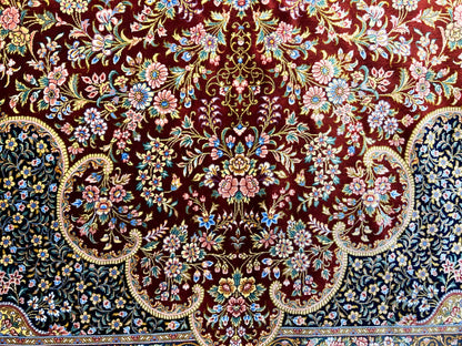 6'5"x9'10" Exquisite Hand-Knotted 100% Silk Qume Rug