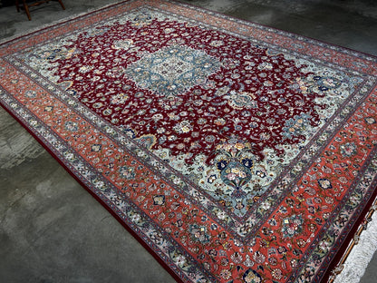 8'x11'7" Extra-Fine 70 Line Silk Foundation Hand-Knotted Wool & Silk Tabrize Rug