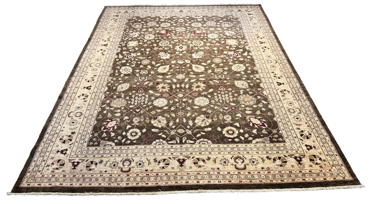 9'3"x12' Hand-Knotted 100% Wool Pile Agra Design Carpet - Area Rug