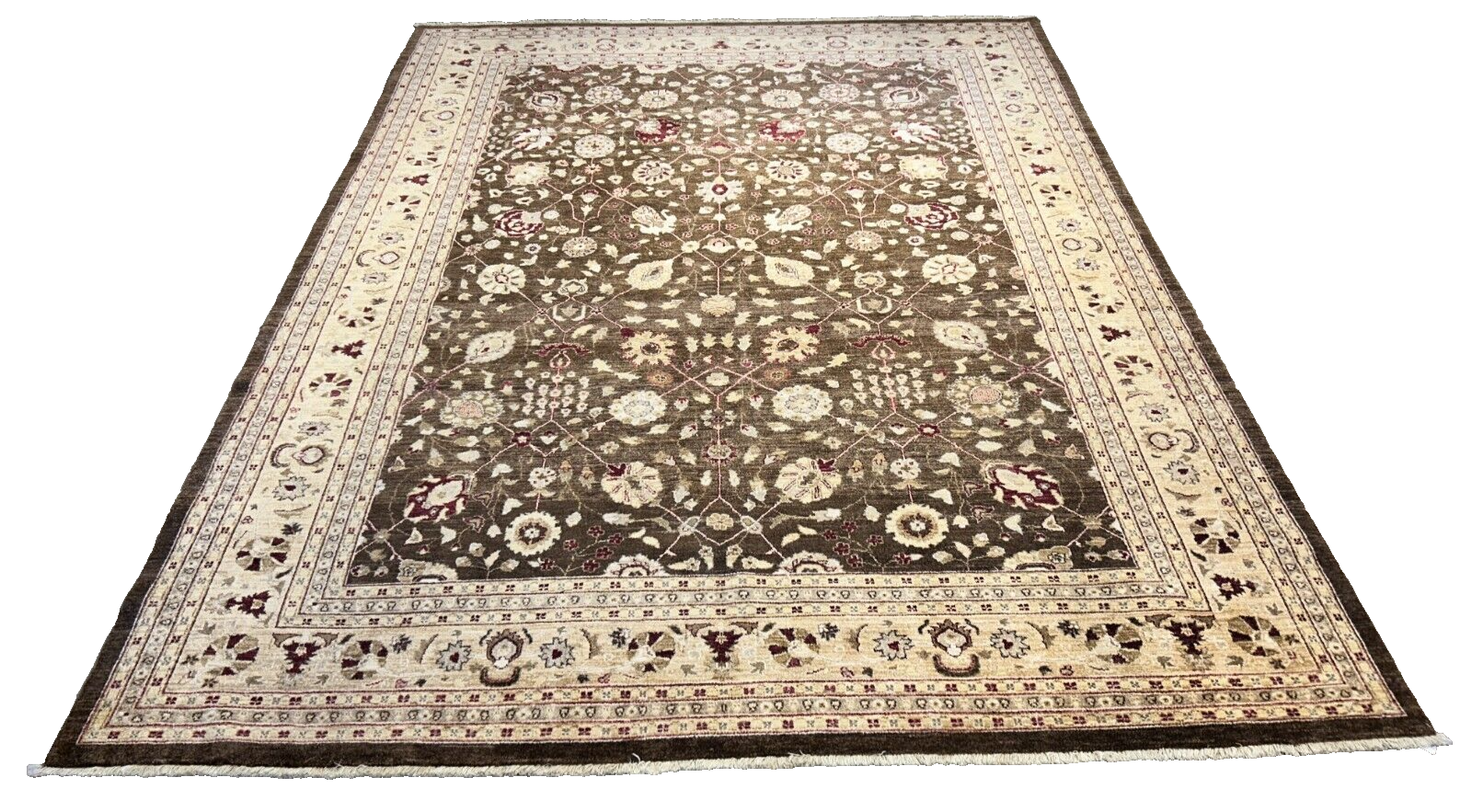 9'3"x12' Hand-Knotted 100% Wool Pile Agra Design Carpet - Area Rug