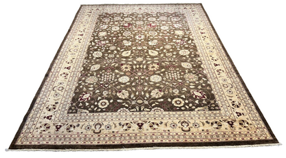 9'3"x12' Hand-Knotted 100% Wool Pile Agra Design Carpet - Area Rug