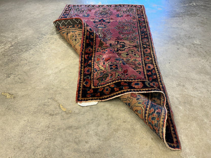 2'7"x4'10" Antique Hand-Knotted 100% Wool Pile Sarouke Area Rug - Carpet