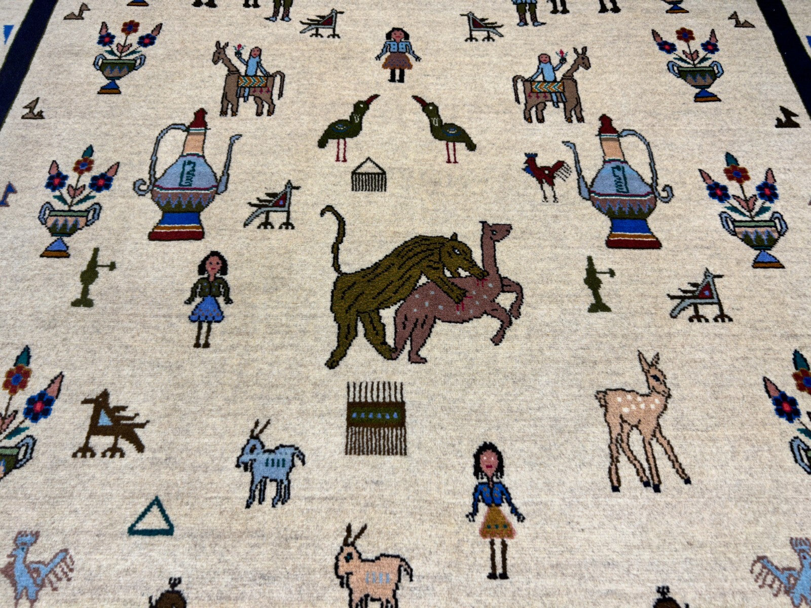 6'3"x9'4" Hand-Knotted 100% Wool Pile Gabeh Carpet - Area Rug