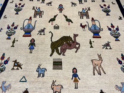 6'3"x9'4" Hand-Knotted 100% Wool Pile Gabeh Carpet - Area Rug