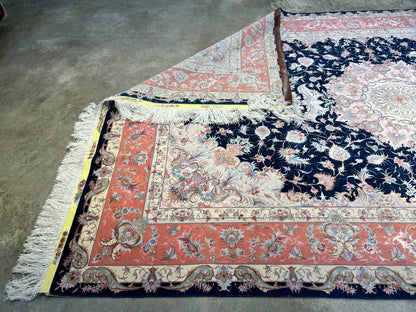 6'7"x10'2" Fine Hand-Knotted Wool & Silk Blend Tabrize Carpet - Area Rug