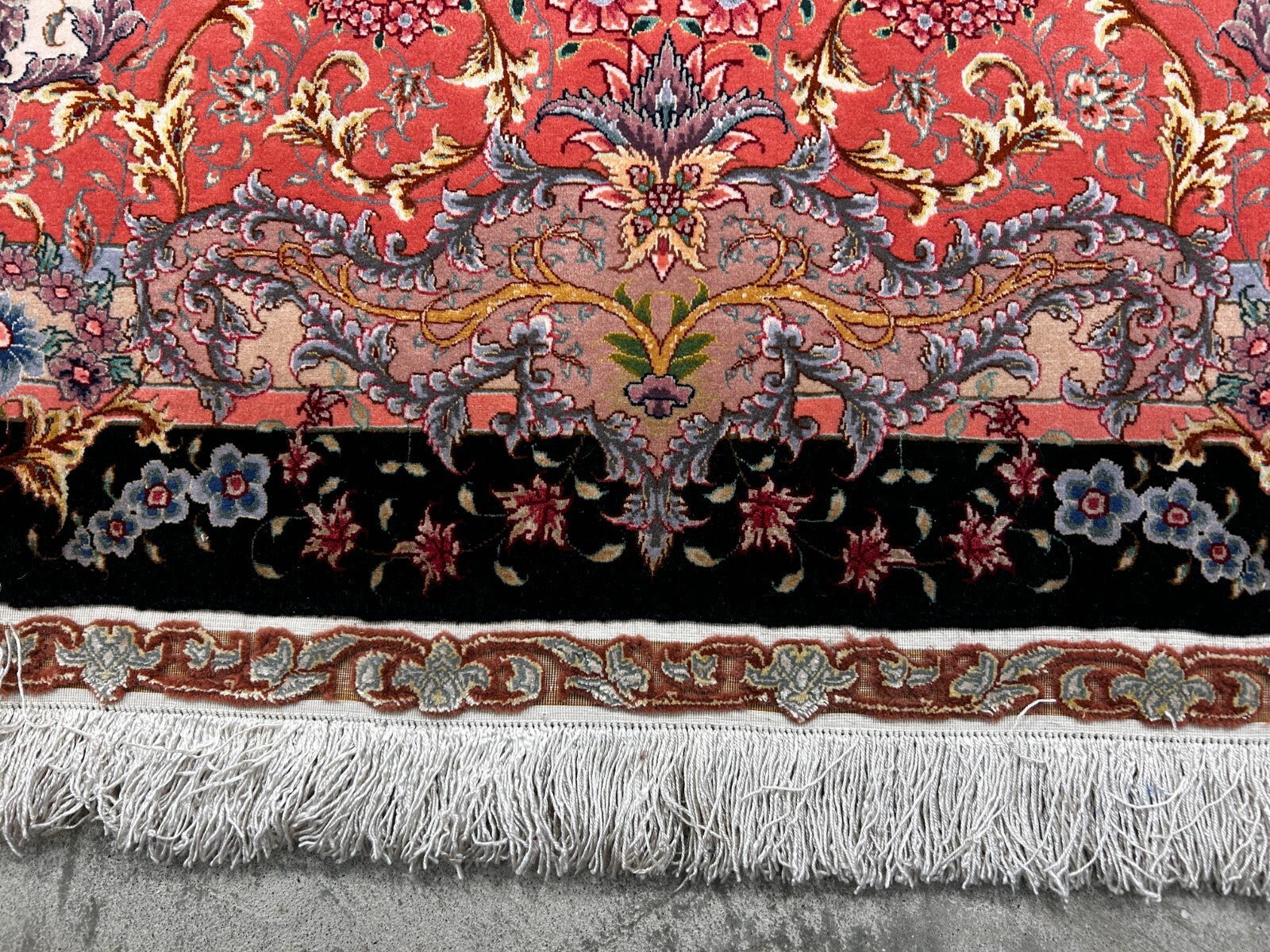 8'2"x11'7'' Hand-Knotted Very Fine Silk & Wool Pile Tabrize Benam Area Rug