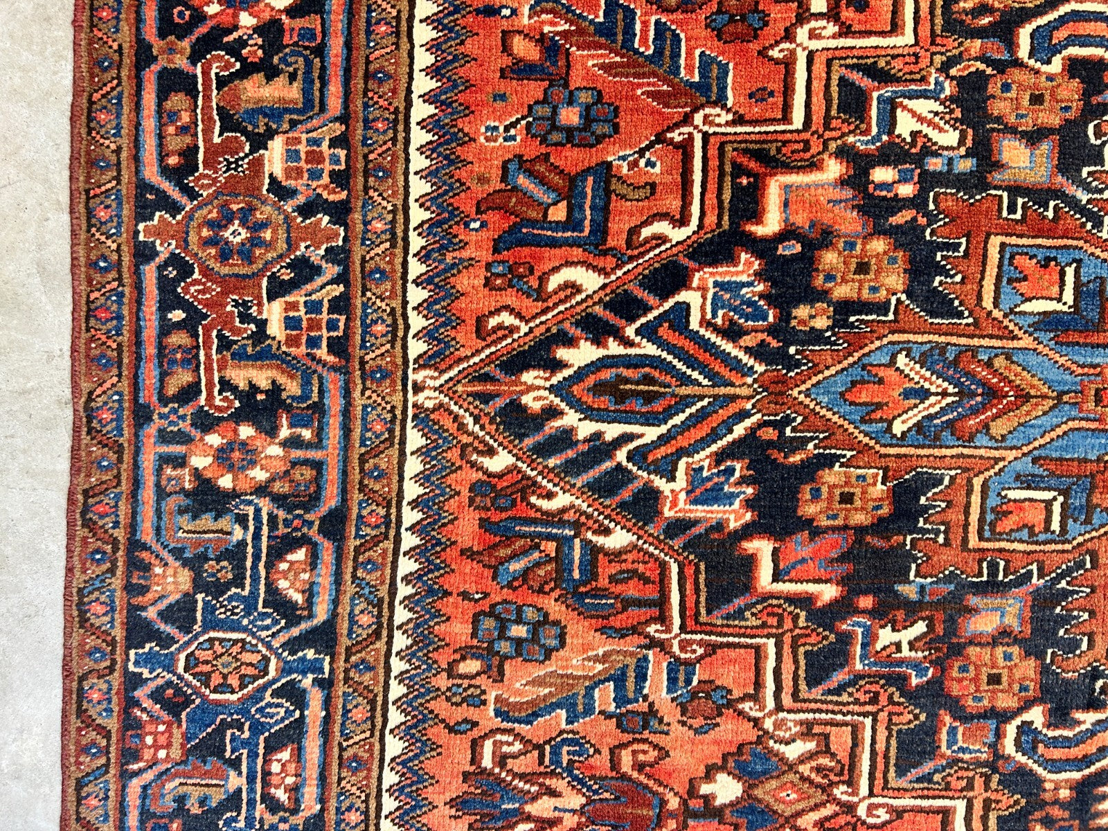 7'5"x11'1" Hand-Knotted 100% Wool Pile Herize Rug