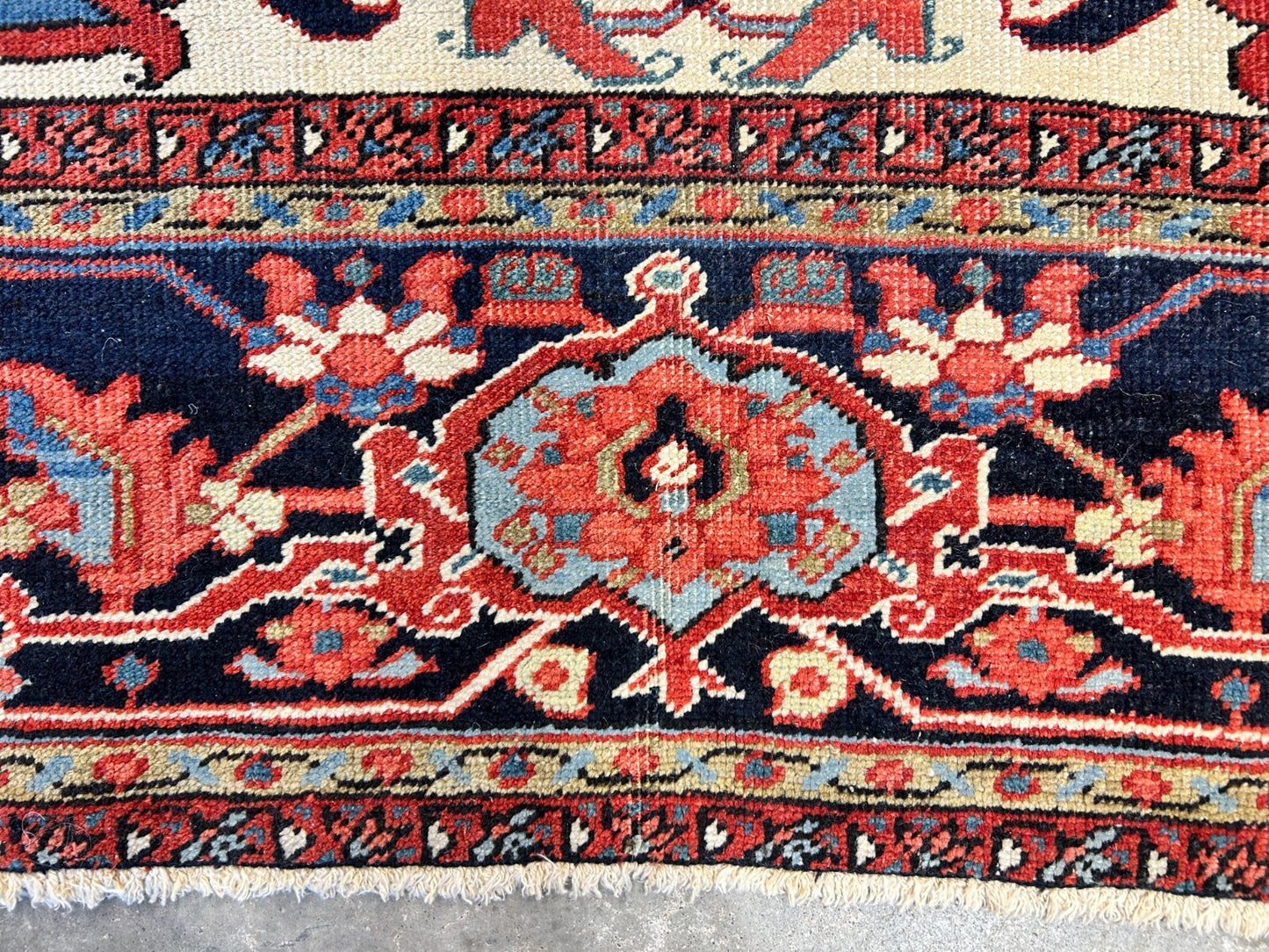 Collector Item - 9'x11'6" Hand-Knotted 100% Wool Pile Serapie Carpet - Area Rug