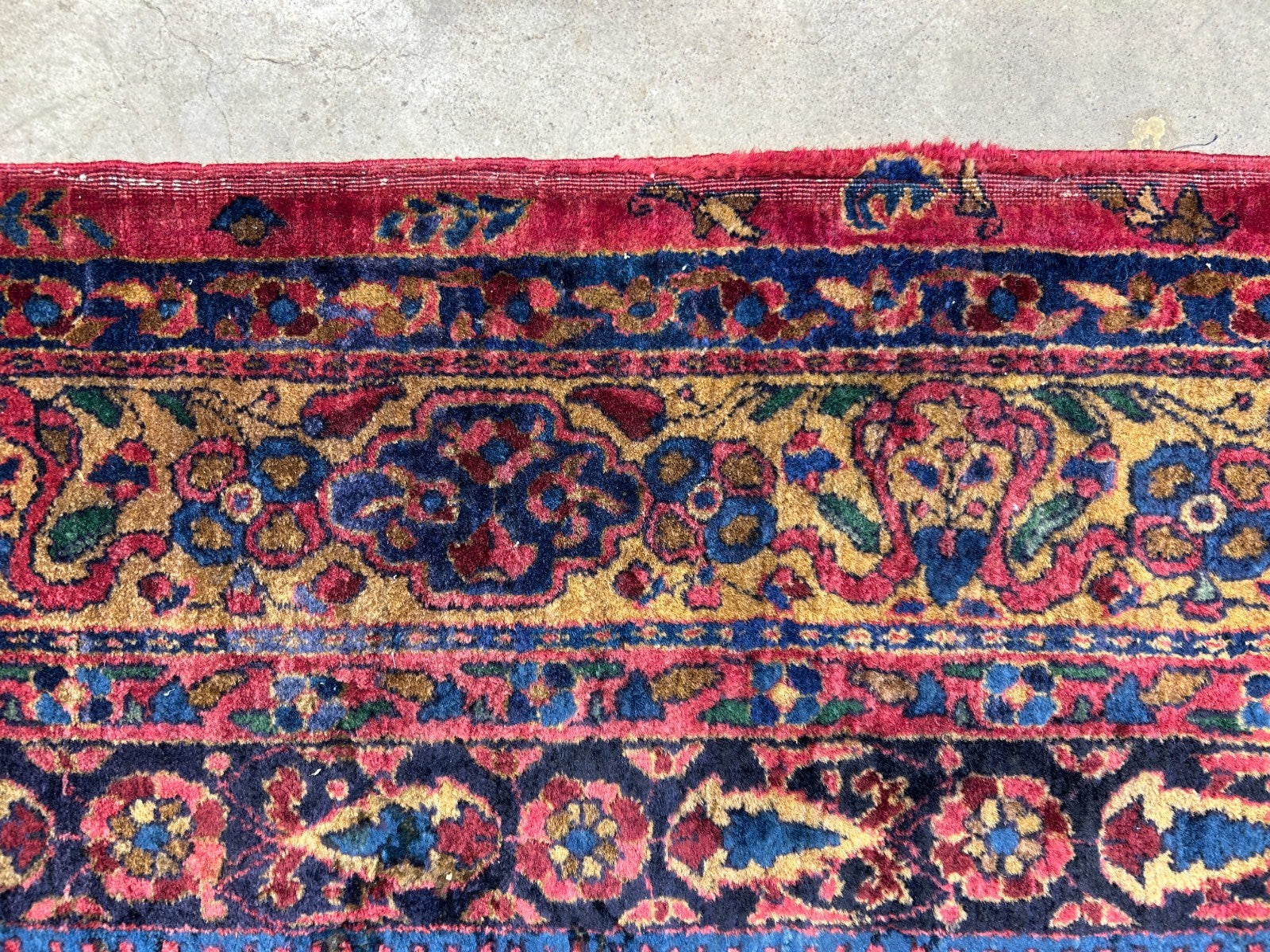 4'5"x6'6" Rare Antique Hand-Knotted 100% Wool Pile Sarouke Area Rug - Carpet