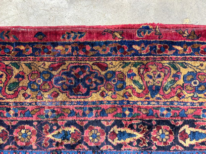 4'5"x6'6" Rare Antique Hand-Knotted 100% Wool Pile Sarouke Area Rug - Carpet