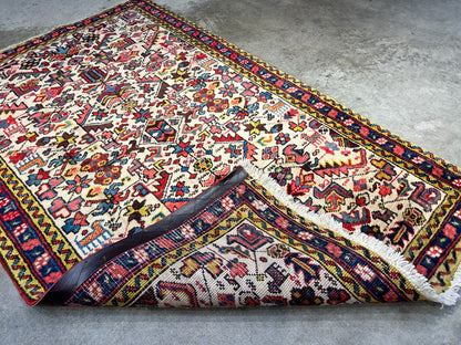 3'2"x5' Antique Hand-Knotted 100% Wool Pile Herize Bakhshayesh Rug
