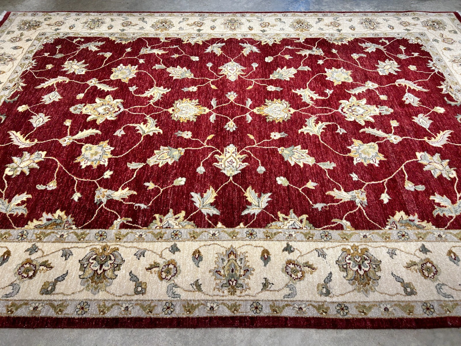 6'7"x9'9" Hand-Knotted 100% Wool Pile Indian Agra Carpet - Area Rug