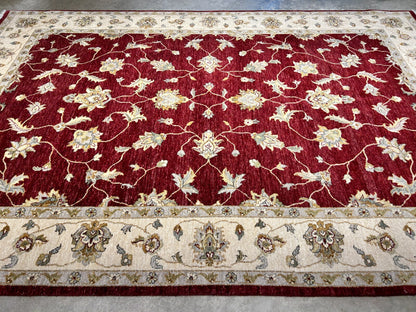 6'7"x9'9" Hand-Knotted 100% Wool Pile Indian Agra Carpet - Area Rug