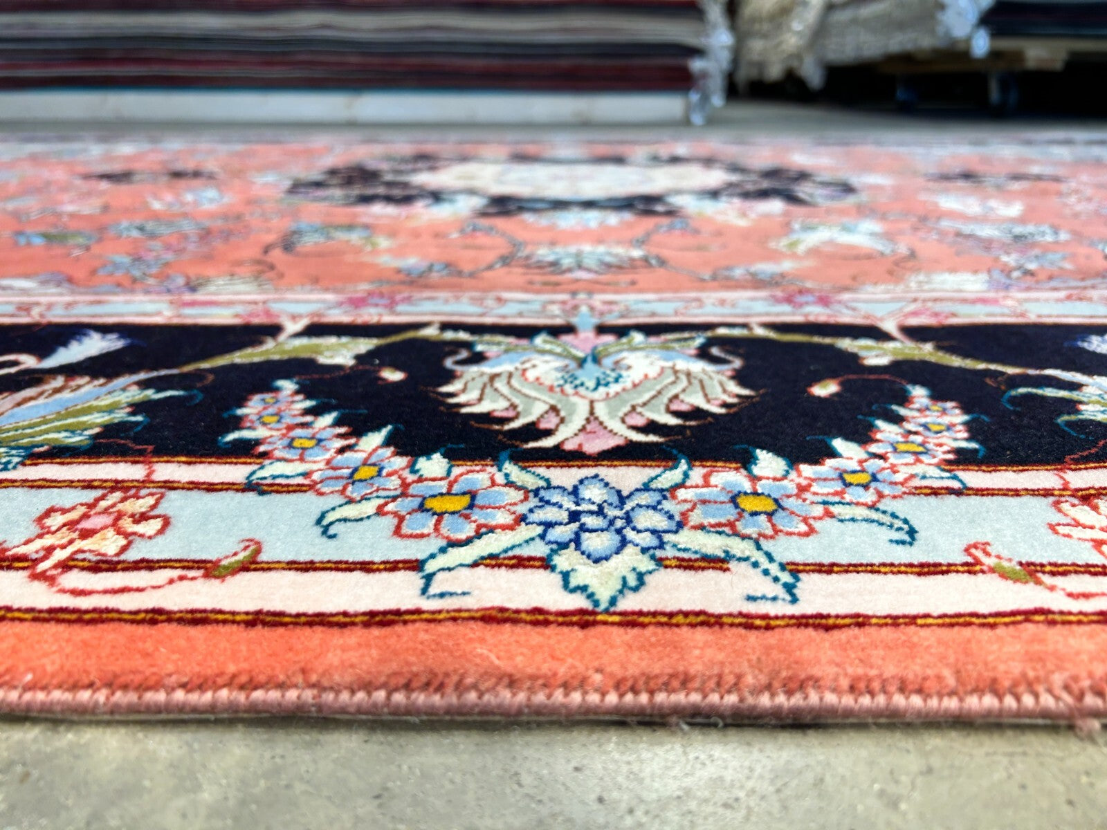 7'x10' Fine Hand-Knotted Wool & Silk Tabrize Rug - Area Carpet