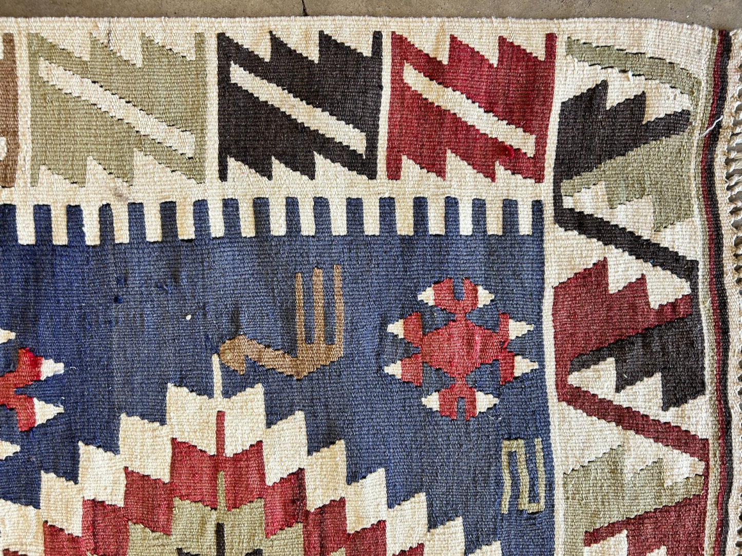 3'2x5'4" Hand-Knotted 100% Wool Flat-Weave Turkish Rug