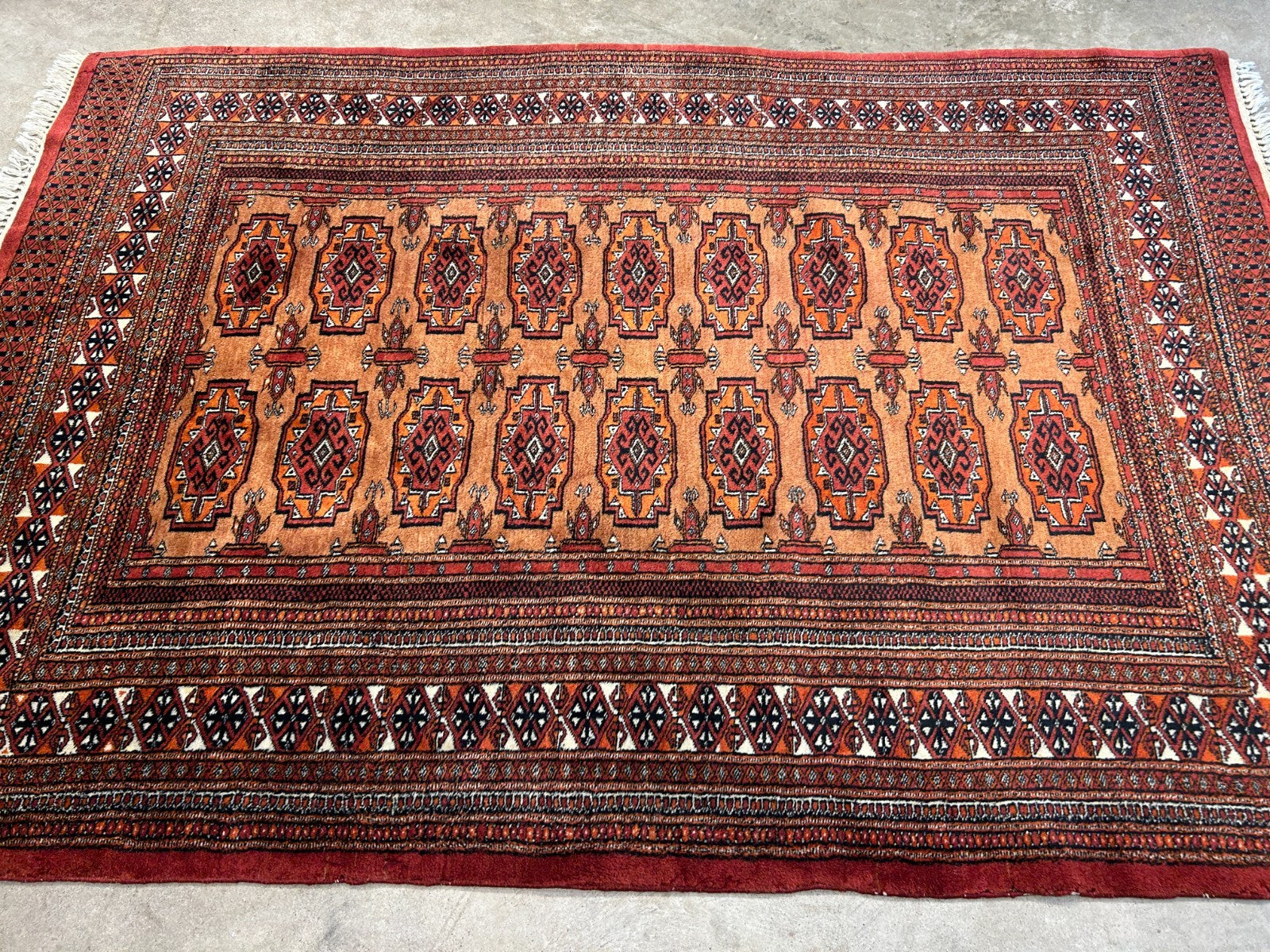 4'2"x6' Hand-Knotted 100% Wool Bokhara Area Rug - Carpet