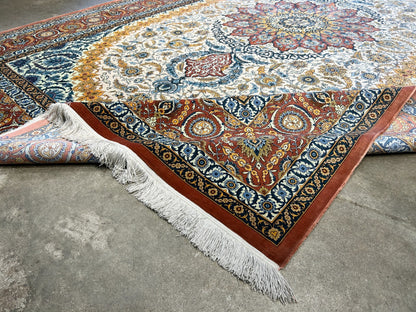 7'3"x10'7" Exquisite Extra-Fine Hand-Knotted 100% Silk Qume Carpet - Area Rug
