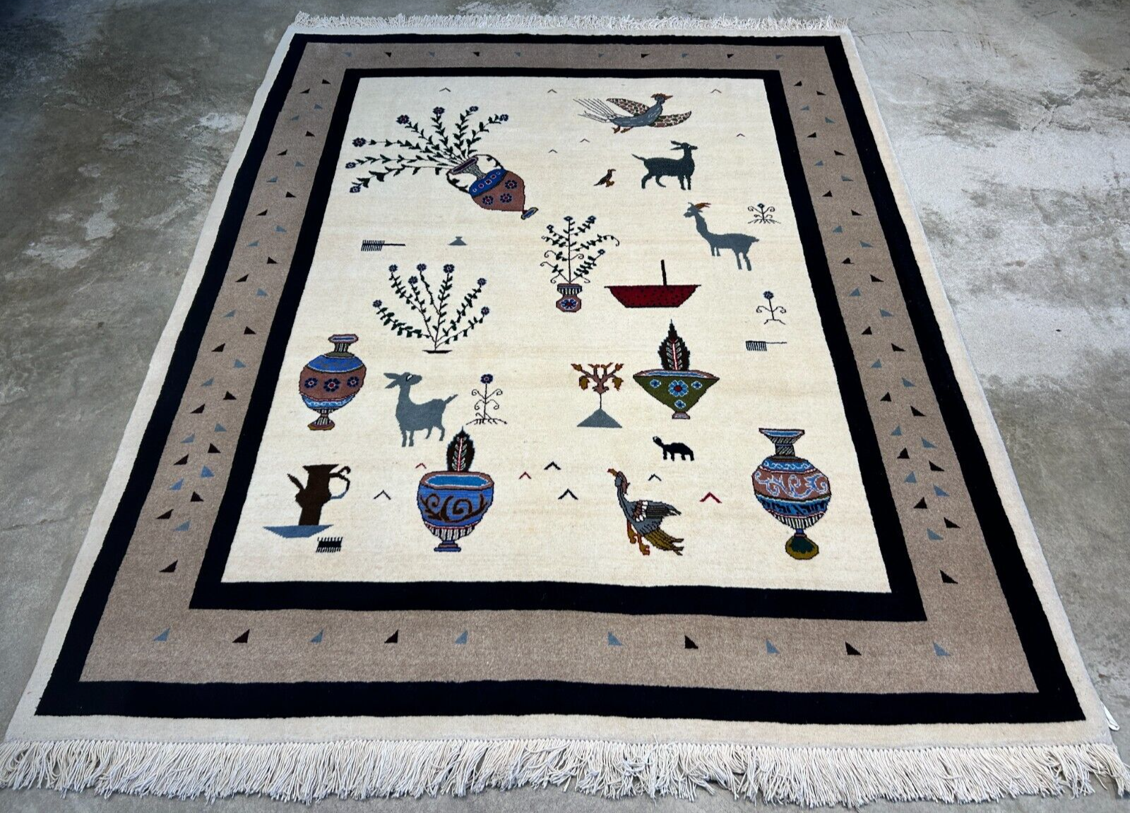 6'6"x9'1" Hand-Knotted 100% Wool Pile Gabeh Carpet - Area Rug