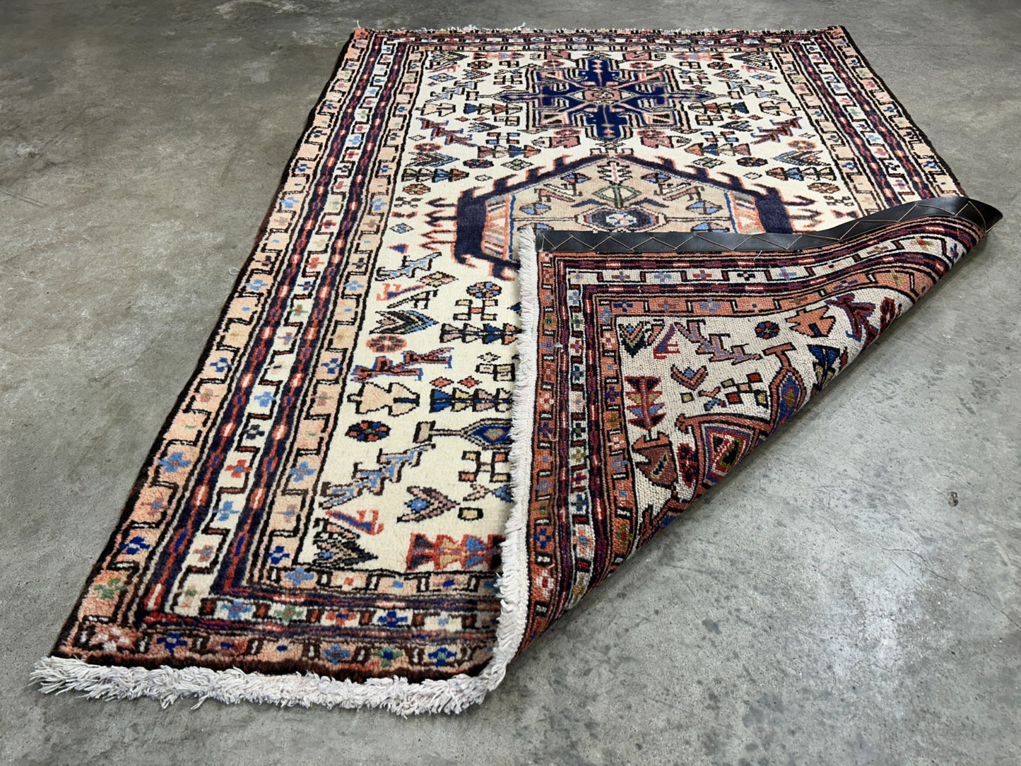 3'8"x5'2" Hand-Knotted 100% Wool Pile Karaja Area Rug - Carpet