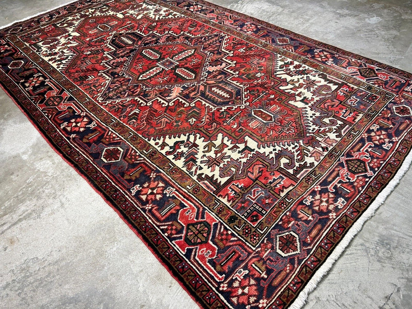 6'7" x 10'4" One-of-a-kind 100% Wool Pile Herize Area Rug - Handamade Carpet