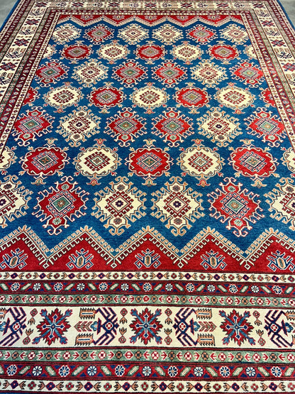 9'x12' Hand-Knotted 100% Wool Pile Kazak Rug