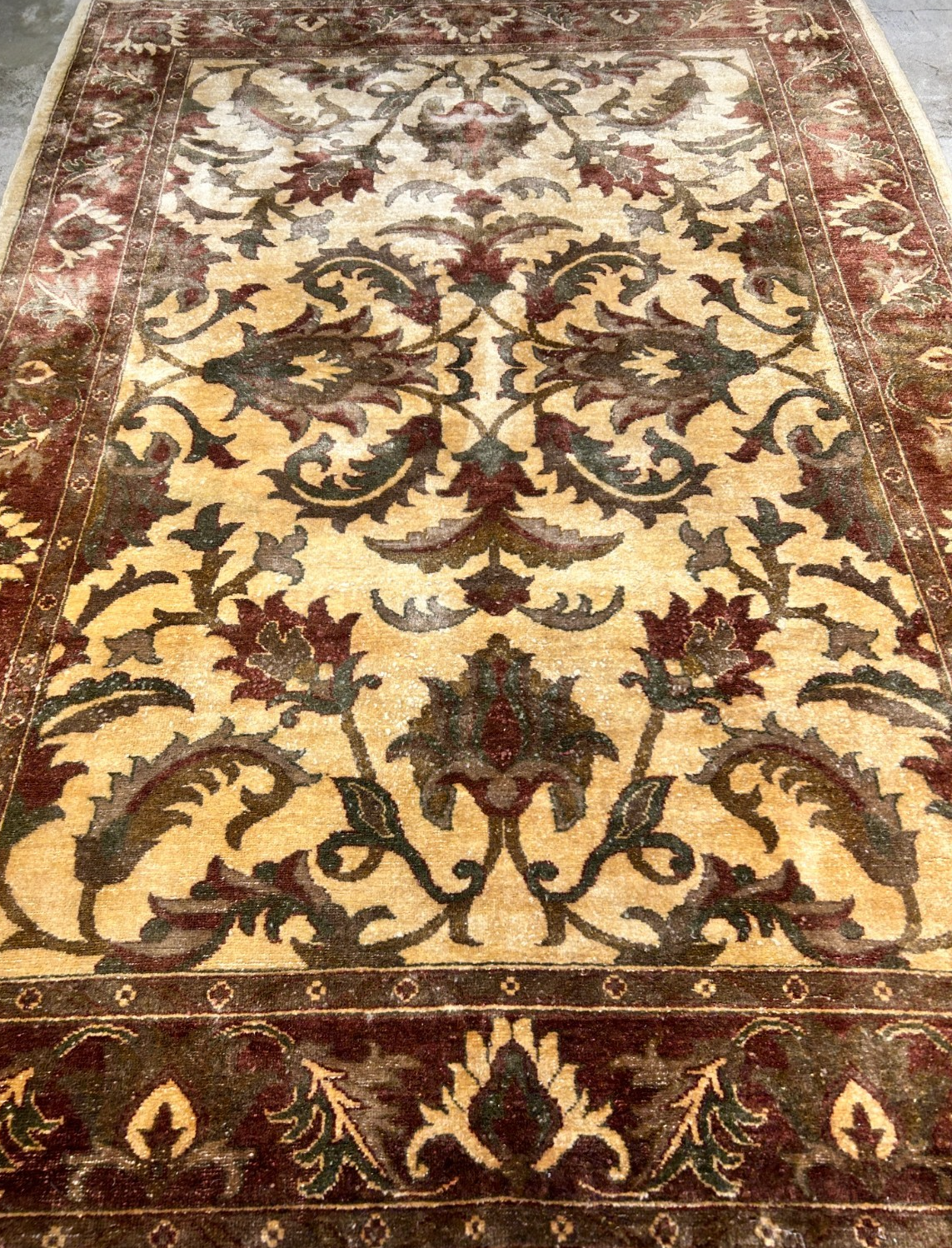 6'6"x9'6'' Hand-Knotted Indian Wool Pile Handmade Area Rug - Carpet