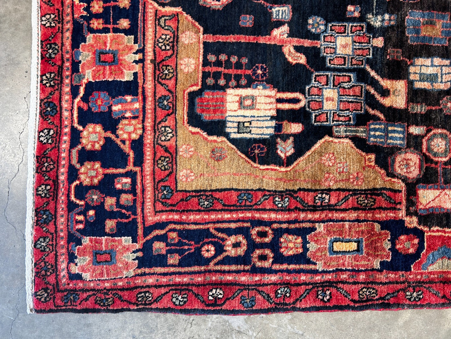 5'3" x 9'11" Hand-Knotted 100% Lamb Wool Pile Nahavande Area Rug - Carpet