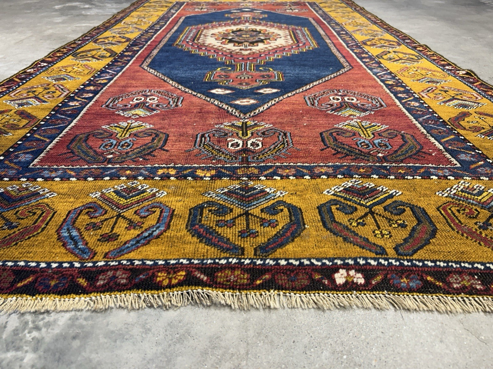 4'2"x8'1" Antique Hand-Knotted 100% Wool Pile Kazak Caucasian Area Rug - Carpet