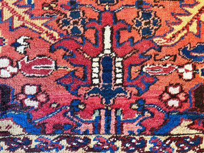 Collector Item - 8'6"x11'4" Antique Fine Wool Herize Hand-Knotted Rug