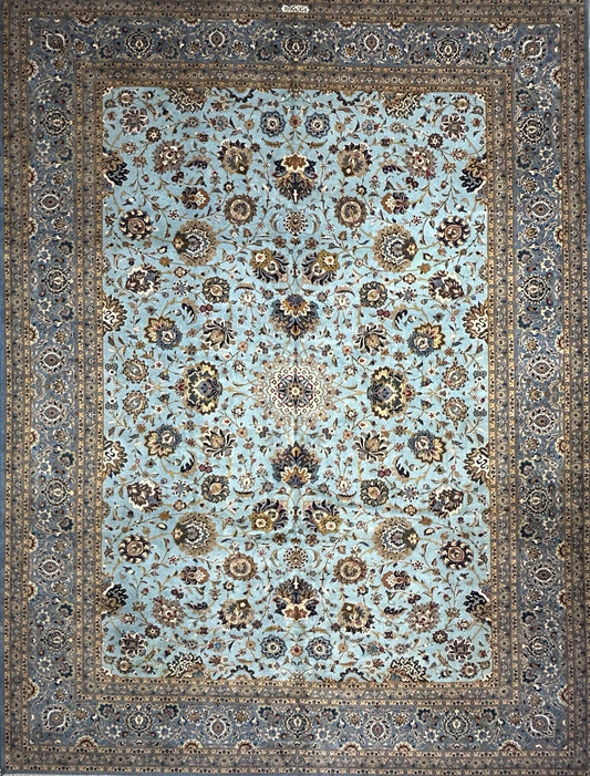 10’8”x14’2” Very Fine Hand-Knotted 100% Wool Pile Kashane Area Rug - Signed